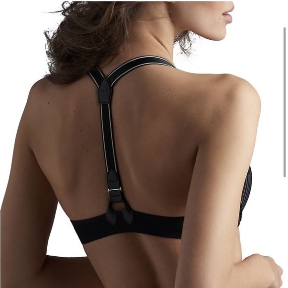 MARLIES DEKKERS Gloria Suspender Pinstripe Padded Push Up Halter Bra 34B NWOT! - Picture 3 of 14